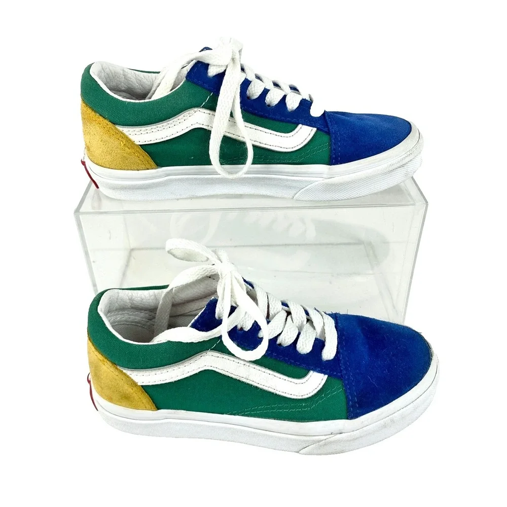 Vans Tennis Shoes Kids 13 Old Skool Yacht Club Suede Sneakers Blue Green 30.5